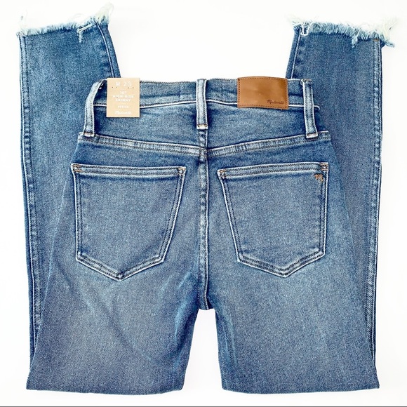 Madewell Petite 10” High Rise Button Front Raw Hem Skinny Jeans Cordova Wash NWT - Picture 11 of 16